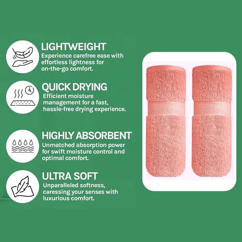 Image of Sulfar 100% Terry Ring Spun Cotton Face Towel - Quick-Dry, Highly Absorbent (480 GSM) (30 x 30 Cm) Coral Pink (Pack of 2)
