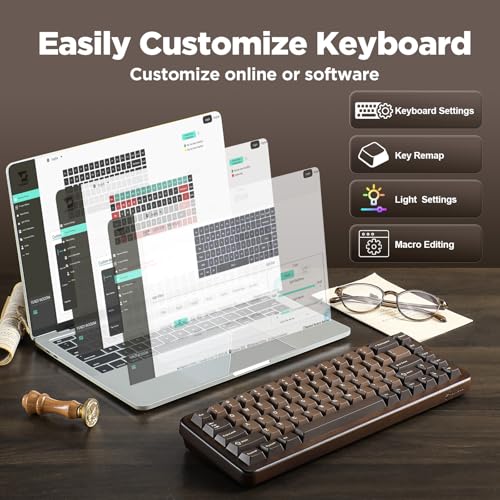 Image of YUNZII WOOD68 Wireless Mechanical Keyboard,65% Layout Wood Gaming Keyboard, BT /2.4G /USB-C,RGB Backlit Tray Mount Hot-swap Keyboard with PBT Dye-Sub Keycaps for Mac & Win (Wood, Candy Switch)