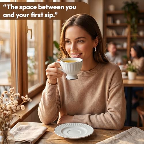 Image of UPC Premium Bone China Cup & Saucer Set (6 Pieces) | Elegant Solid Color Tea Coffee Cups | Lightweight, Durable & Glossy Finish | Ideal for Home, Office & Gifting