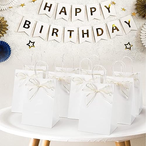 Image of Aakriti Craft Paper Bags, SMALL Gift Bags with Handles, Small Craft Shopping Bags for Boutique, Small Business, Retail Store, Gifts & Merchandise 8 inchx3 inchx10 inch WHITE (15PCS WHAT)