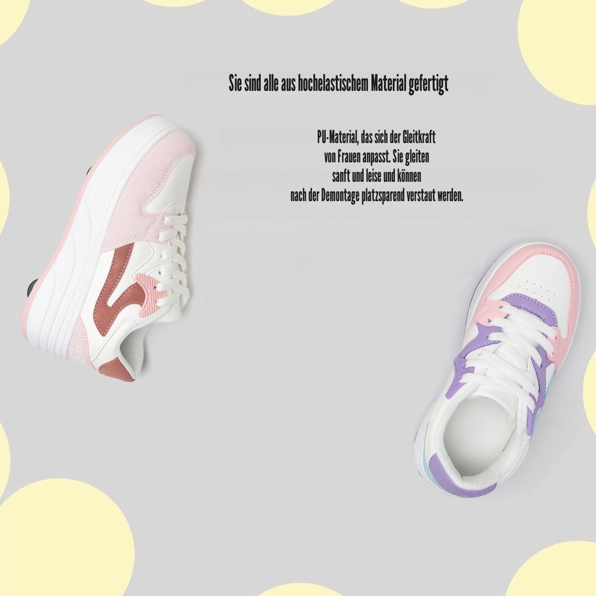 Rollschuhschuhe für Damen und Mädchen, Turnschuhe mit abnehmbaren Rädern, Sportschuh, geeignet für Halloween, Weihnachten, Geburtstag, Party, Geschenke
