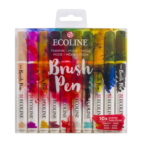 Ecoline Brush Pen Set de 10 marqueurs pointe feutre - Teintes mode | Marqueurs à dégrader pour lettering, dessin & journaling