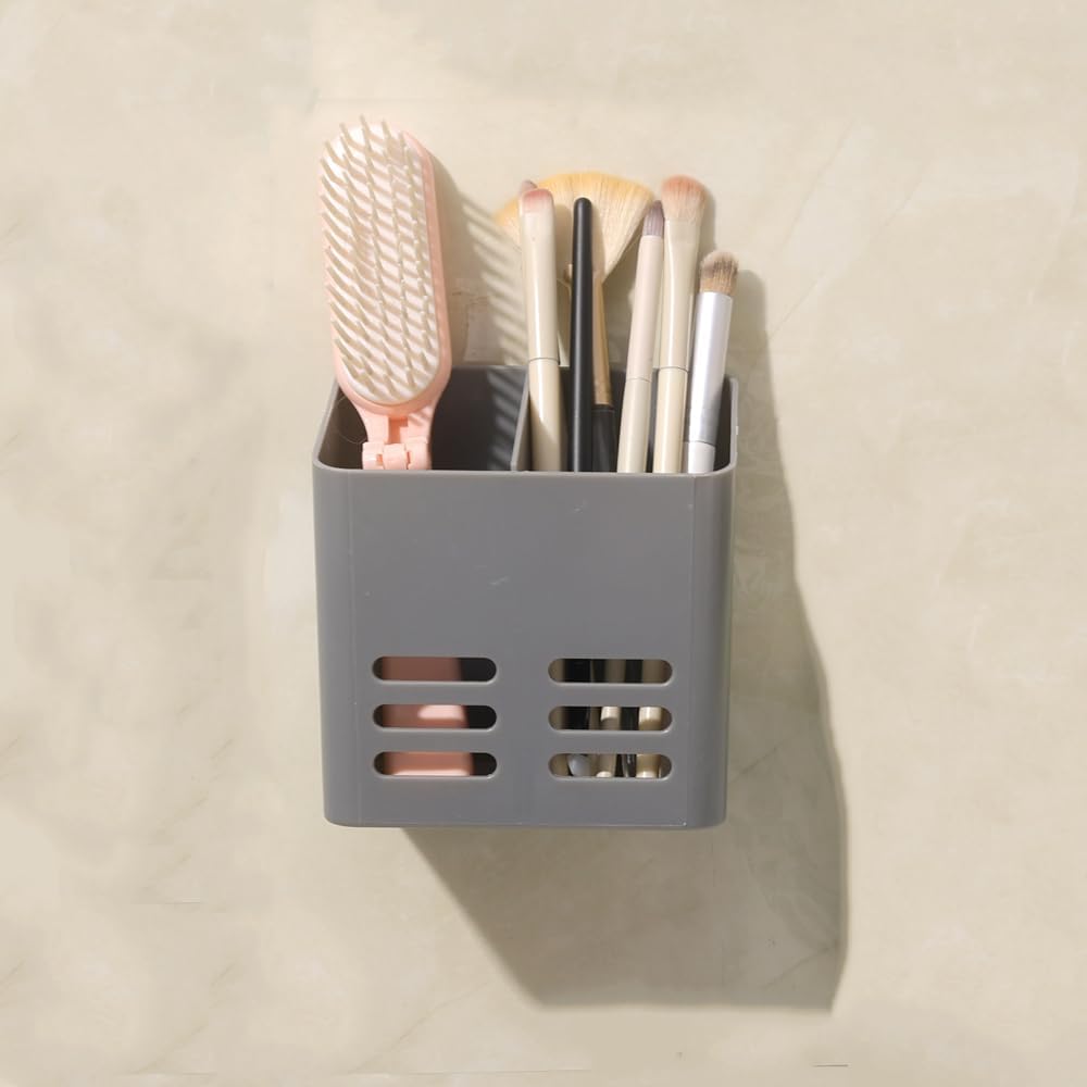 Floating Shelf Wall Mounted Plastic Storage Organizer, Makeup Adhesive Bathroom Organizer Ledge Shelf for Home Decor Bathroom (White)