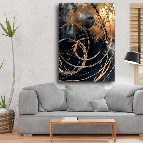 Tableau abstrait à motifs tourbillonnants sur toile de 80x110