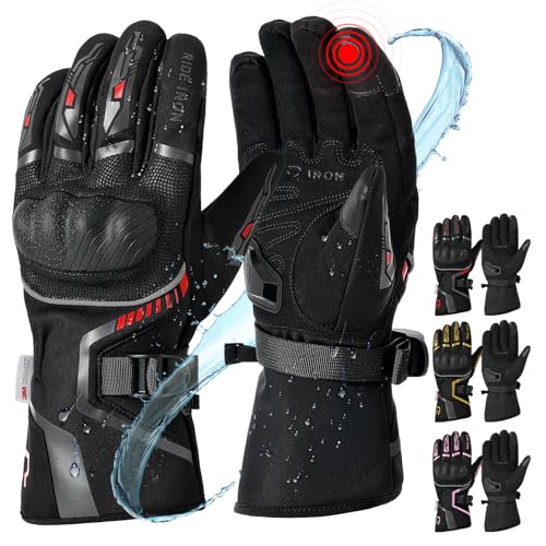 Image of RIDEIRON Winter Motorcycle Gloves for Men & Women Waterproof Warm Cold Weather Riding Gloves with Touchscreen for ATV UTV Riding, Road Racing, Snowmobile, Motocross