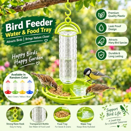 Image of FORREVER Bird Feeder - Hanging Bird Feeder for Balcony, Garden & Outdoor Use (Water & Food Feeder Combo)