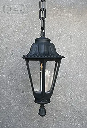 CERCO Victoria Medium Outdoor Hanging Light (Black + Clear)