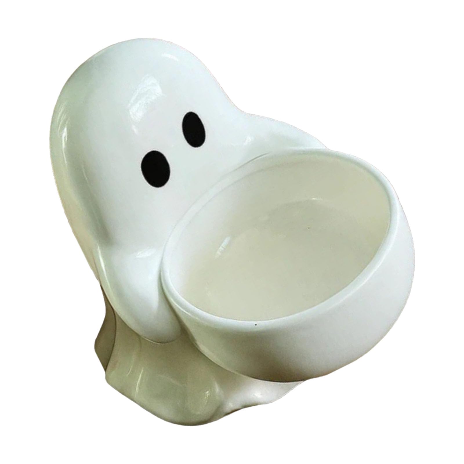 ordinarYone Halloween Ghostly Candleholder Ceramic Tabletop Decors Multiuse Candy Dish Bowl For Festives Home Party Decoration