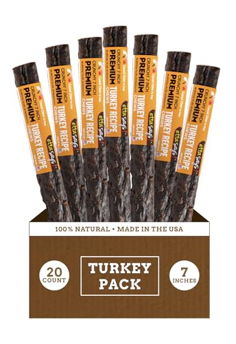etta says! Premium Crunchy 7" Turkey Chews - Grain-Free Dog Treats, Good for Teeth, Easy to Digest - Made in The USA (20 Count Pack of 1)