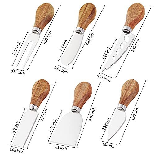 Hychill Cheese Knife Set 6-Piece Cheese Knife With Acacia Wood Handle Stainless Steel Cheese Slicer Cheese Cutter… #TOP1