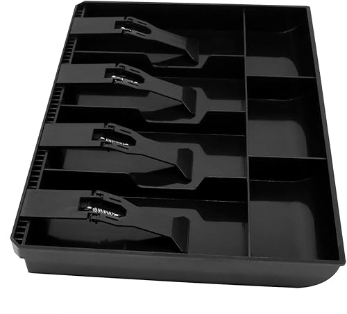 Miniatura 7 de Bandeja para cajón de caja registradora con 4 compartimentos para billetes3 monedas para almacenamiento de dinero, color negro