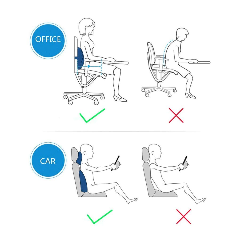 Oreiller-Lumbar Voiture Têtière mémoire Coton Cou Lombaire Oreiller Lombaire Oreiller Bureau Ventilation Ceinture Taille du Cou Oreiller Coussin