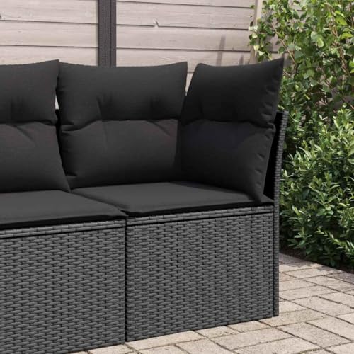 Emmtore Gartensofa-Ecke mit Kissen Schwarz Poly Rattan