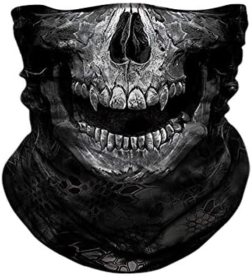 TERNNK Skull Face Mask Half Sun Dust Wind Protection, 3D Tube Mask Seamless Durable Face Mask Bandana Skeleton Face Mask Motorcycle Bike Riding Fishing Hunting Cycling Festival, Many Patterns (F16)