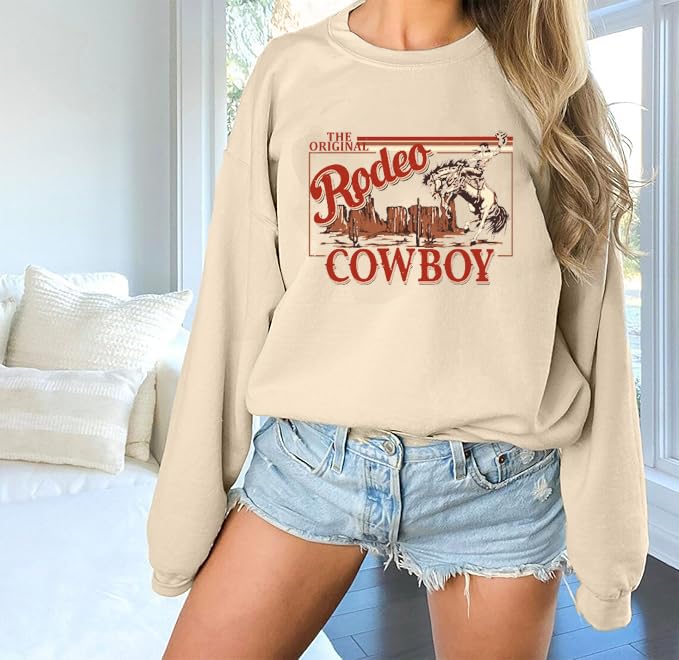 Womens Western Sweatshirt Cowgirl Sweaters Vintage Graphic Country Concert Outfits Long Sleeve Rodeo Shirts2