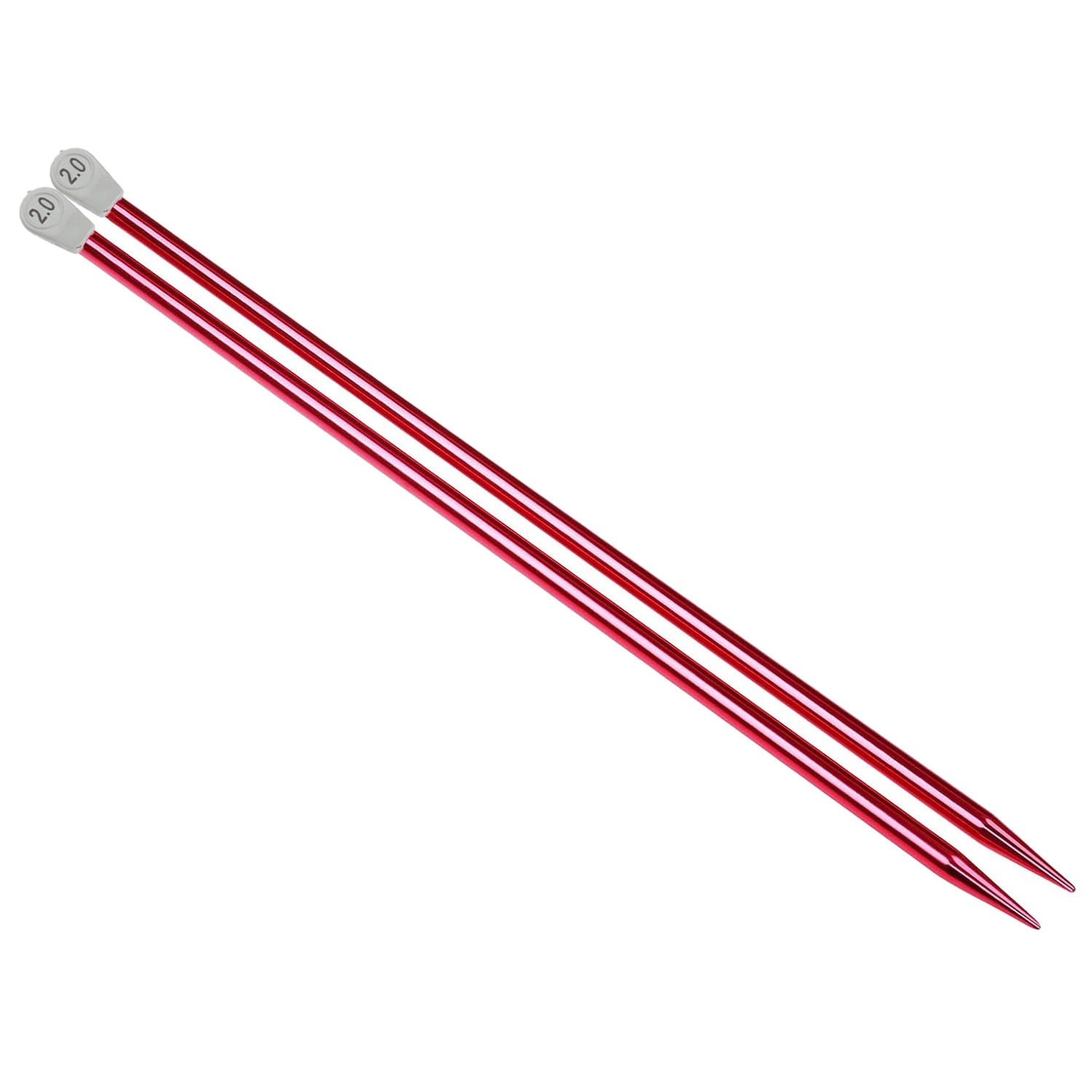 Wellrun 2pcs 2.0mm Aluminium Knitting Needles,Lightweight DIY Craft Knitting Tool,Sweater Needlesfor Beginners Professional(Random Colour)