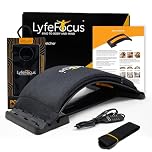 LyfeFocus Back Stretcher With Heated Memory Foam Cover For Back Pain & Muscle Tension - Comfortable Adjustable Spine Stretcher Posture Corrector - Lumbar Support with Chair Strap (Black, Power Bank)