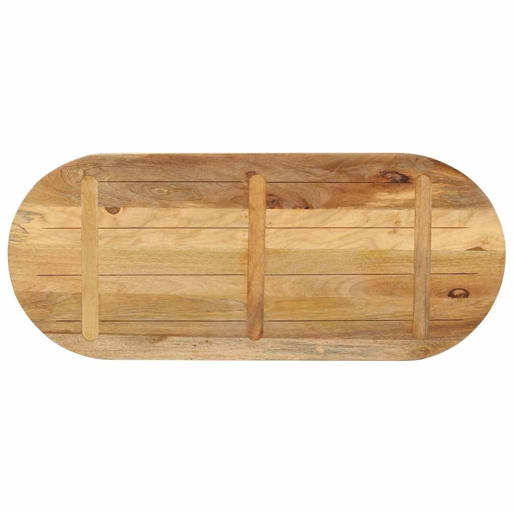 Dessus de Table Ovale 140x60x2,5 cm en Bois de Manguier Massif Brut, Plateau de Table de Remplacement Rustique pour Table à Manger, Bureau ou Restauration Professionnelle