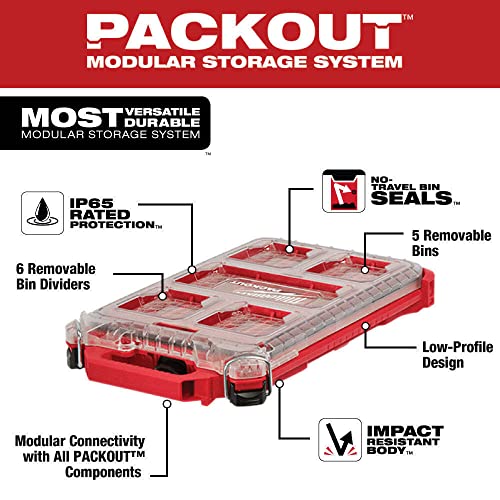 48-22-8436 for Milwaukee PACKOUT Small Parts Organizer 5 Compartment Low Profile Compact