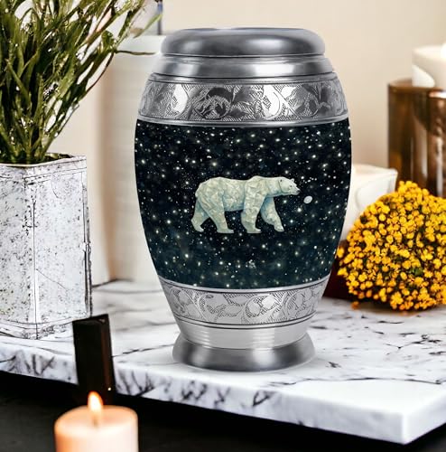 Image of Polar Bear Decorative Urn for Mom & Dad - Decorative Urns for Male & Female - Funeral Urns - Cremation Urns for Men - Ashes Urns Human Remains - 1 Large & 4 Small - Funeral Urns for Ashes