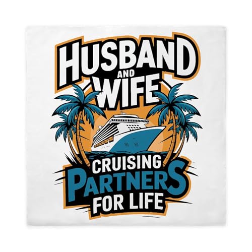 CafePress Husband and Wife Cruising Partners for Life Cruise Queen Duvet Cover, Printed Comforter Cover, Unique Bedding
