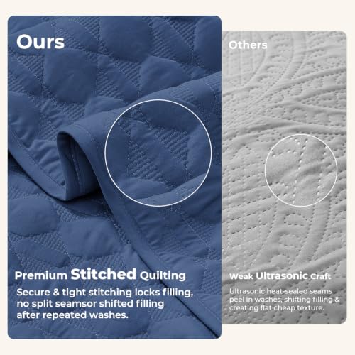 Image of Litanika King Quilt Bedding Set, 3 Pieces Blue Bedspreads & Coverlets Set | Cloud-like Soft, Breathable, lightweight, All-Season, Multi-Scenario, Machine Washable