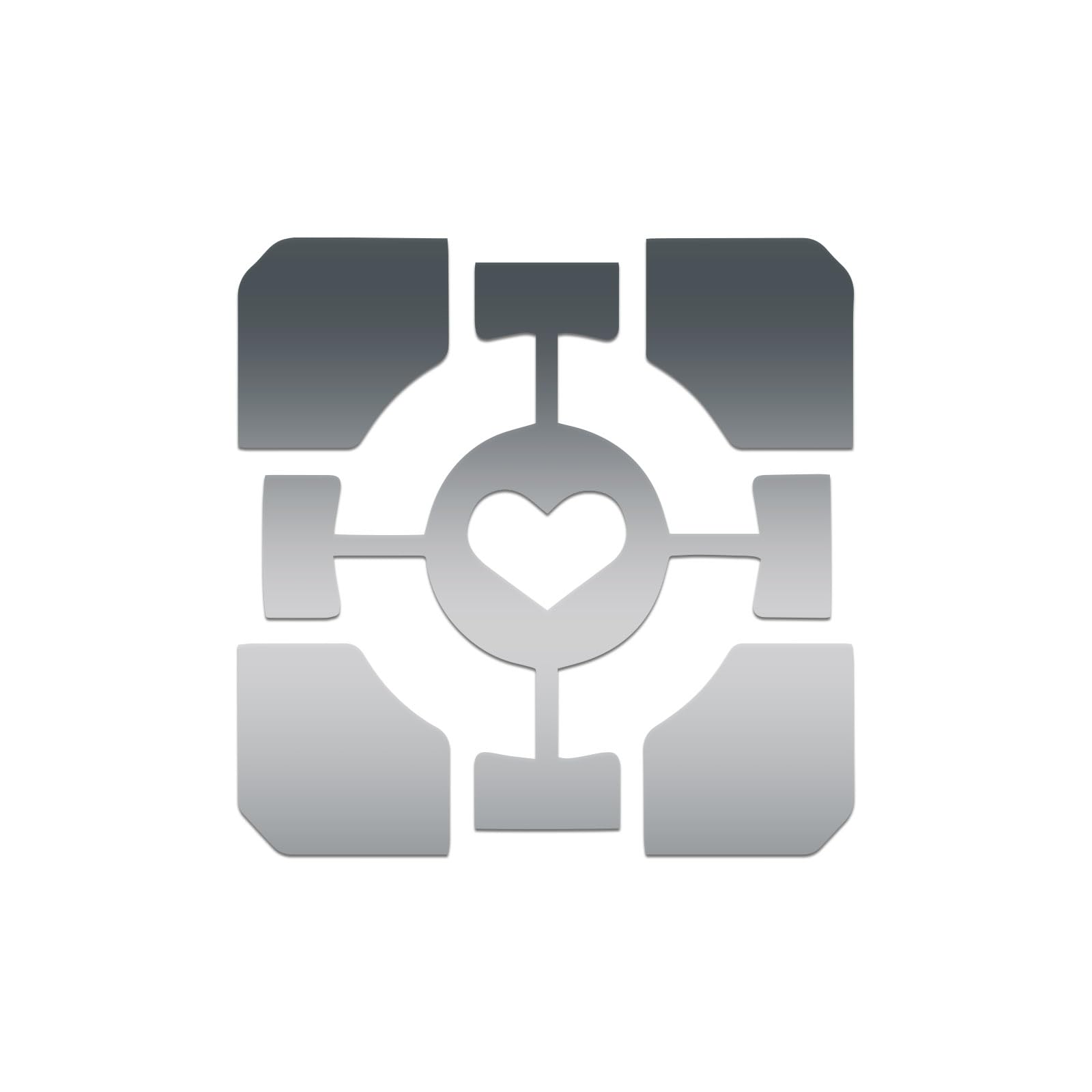 Companion Heart Cube Sticker Vinyl Decal Notebook Car Window Laptop 5" x 5" (Silver)