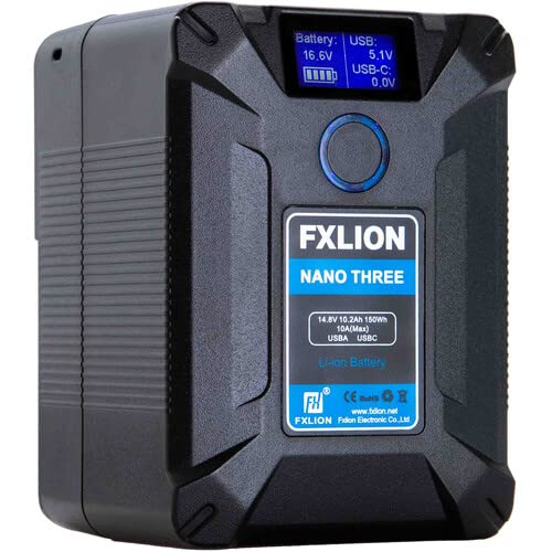 Image of FXLION Nano Three V Mount /V-Lock Battery (14.8V / 150Wh) with D-TAP,USB-C,USB-A, Micro USB Plugs, 773g Mini Power Bank for Cameras, Camcorders, Large LED Lights, Monitors, MacBook and Smartphone