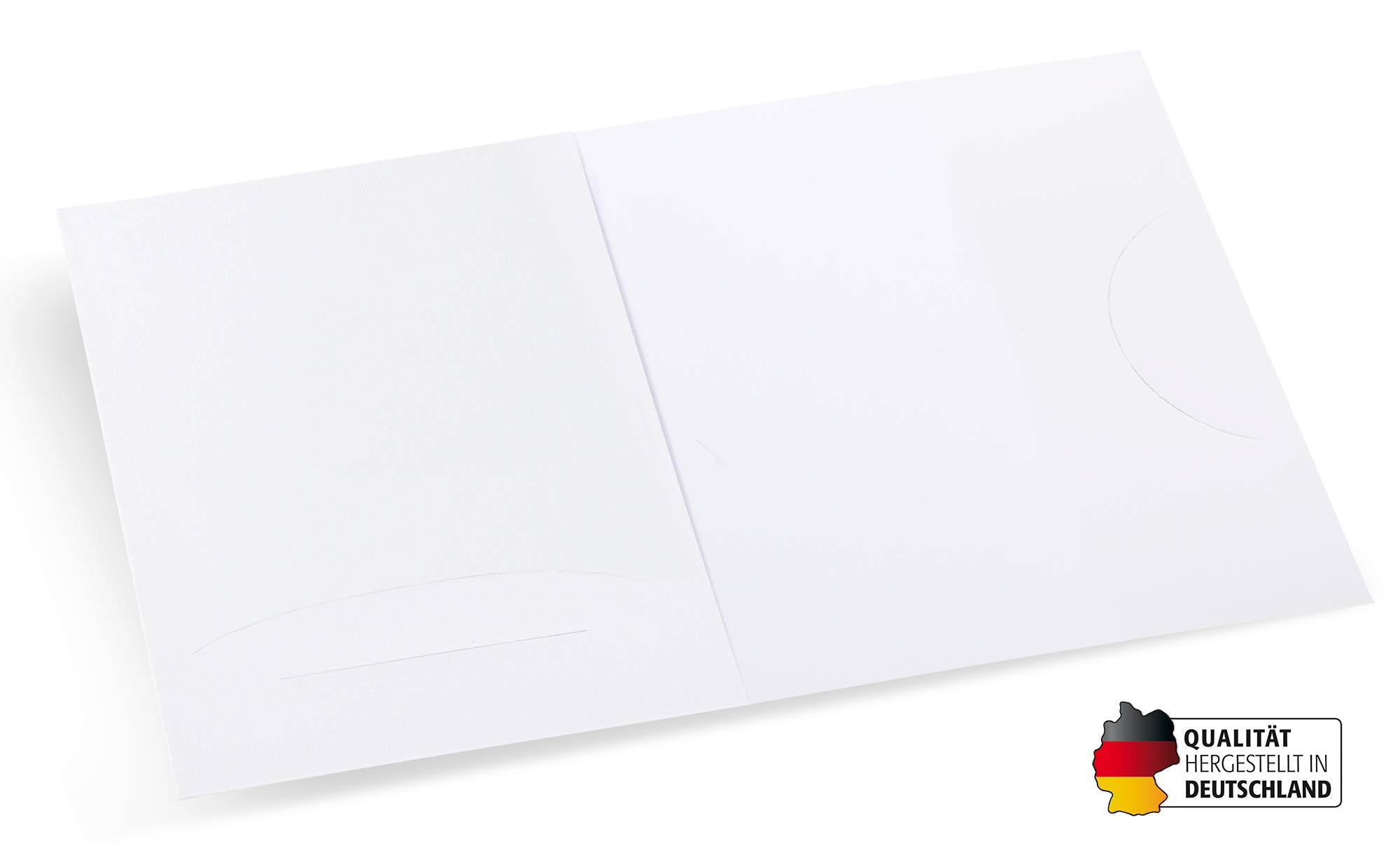 100 Stück Pass- und Bewerbungsbild-Kombimappe mit zwei Einsteckschlitzen und einer Fototasche Bilder im Format 4,5 x 6 cm und 7 x 10 cm (ohne Passepartout) Leinen weiß