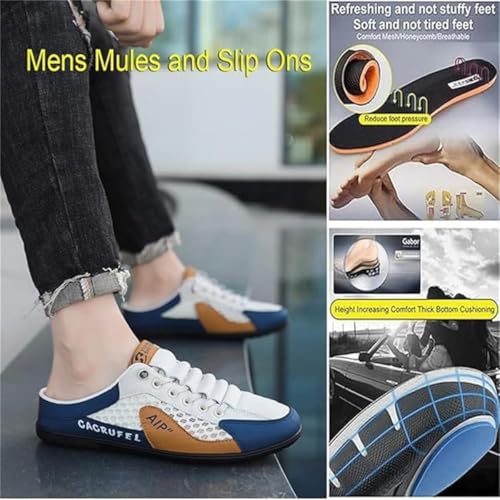 Men's Slip on Mule Sneakers,Men's Backless Sneakers, Closed Toe Half Drag Sneakers Anti-Slip Walking Shoes3