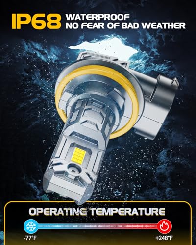 Image of H11 9005 LED Bulbs Combo, 100,000LM Cool White 6500K, Real 1:1 Size to HB4 HB3 Stock Bulbs Plug N Play, 60000h Lifespan, Canbus Ready Anti Hyper Flashing For Nightime Driving, Pack of 4