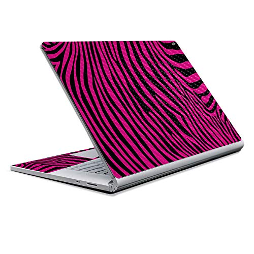 Image of MightySkins Carbon Fiber Skin for Microsoft Surface Book 2 13 inch (2017) - Pink Zebra,Protective, Durable Textured Carbon Fiber Finish,Easy to Apply, Remove, and Change Styles,