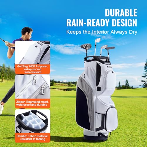 VEVOR Golf Cart Bag with 14 Way Organizer Divider Top, Premium Cart Bag with Stand, Durable Golf Bags with Handles & Dust Cover & Detachable Dual Strap for Men & Women - Image 4