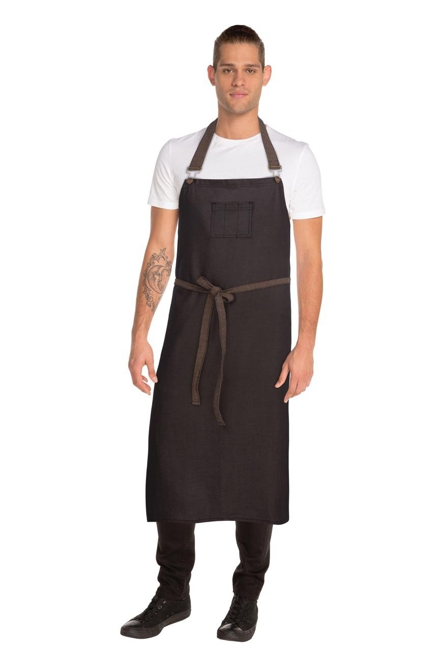 Unisex Boulder Chefs Bib Apron, Brown Black, One Size