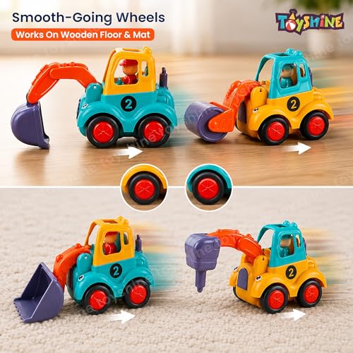 Image of Toyshine Pack of 4 Friction Powered Construction Vehicle Automobile Car Toy Set for Kids 2+Yrs, Multicolor