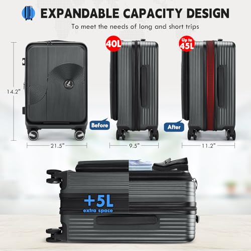 RAINSMORE Bagage à main Valise extensible de 20 pouces approuvée par les compagnies aériennes – Image 4