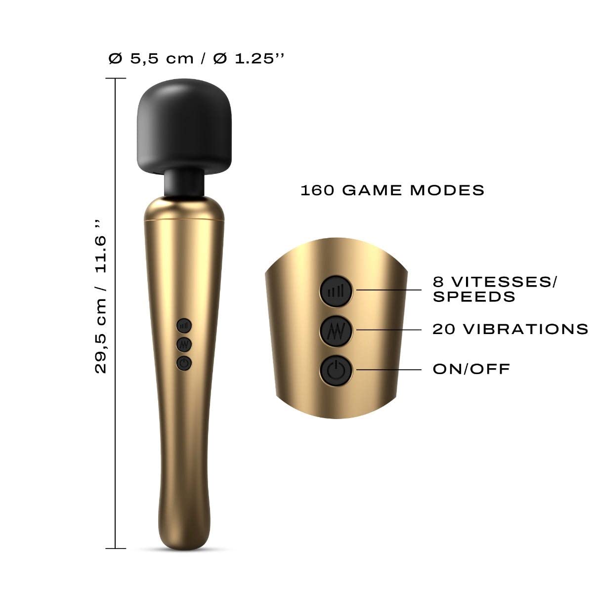 Dorcel Megawand Rechargeable - 6071786 Vibratore Or Ø 5,5 x 29,5 cm
