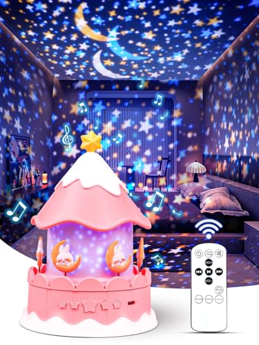21 Sets of Films, Projector Night Light for Kids Bedroom, Ceiling, 13 Soothing Sound, Baby Star Galaxy Projector, Remote Night Lights for Girls Kids...