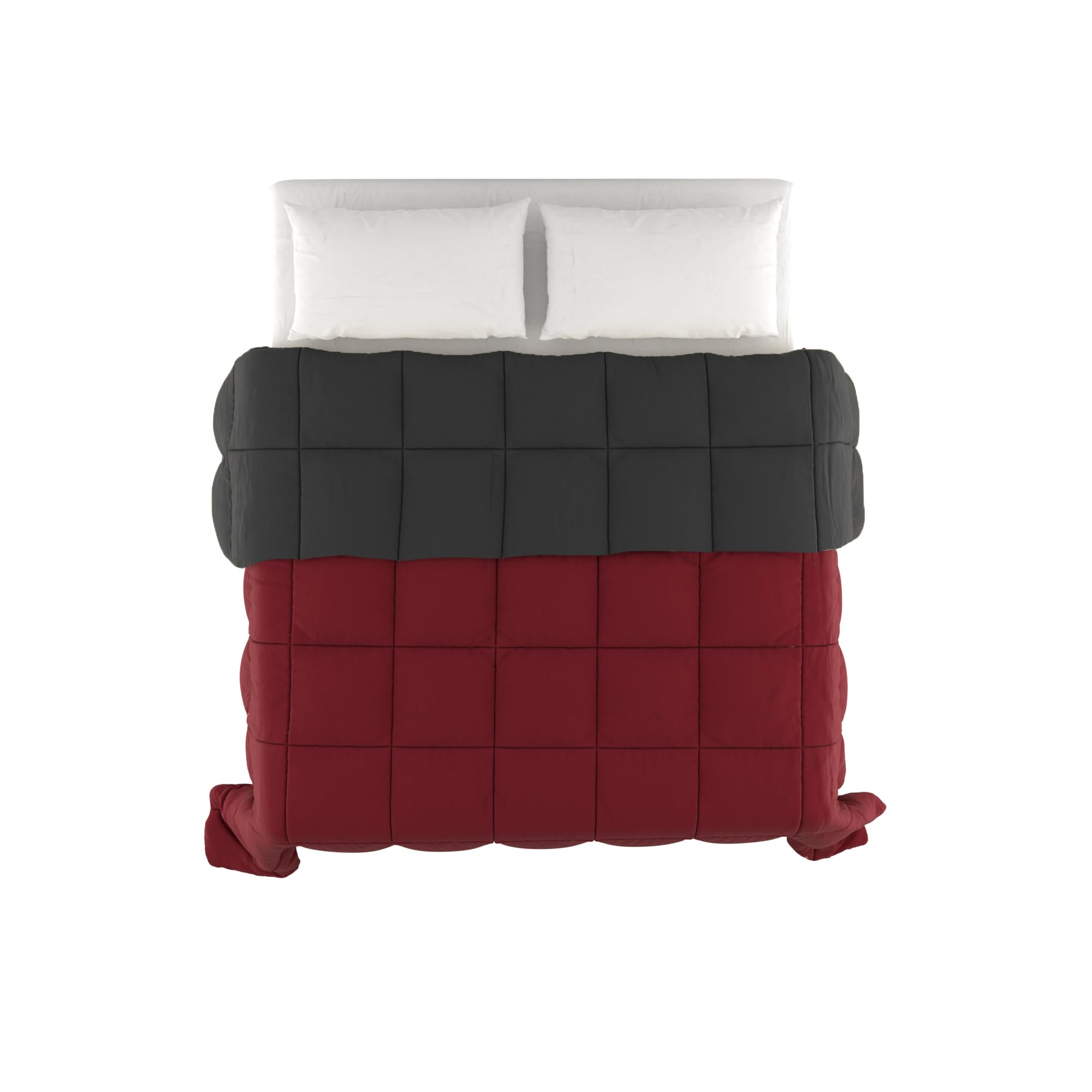 Italian Bed Linen Trapunta Invernale Matrimoniale 260x260 cm, Bicolore, Doubleface, Microfibra, Made in Italy – Piumone Imbottitura 300gr Bordeaux/Fumo