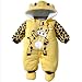 Cartoon Animal Style Cotton-padded Baby's Romper Baby Ladybug and Cows Wram Body Suit Autumn and Winter Clothing (7-12 Months, Yellow)