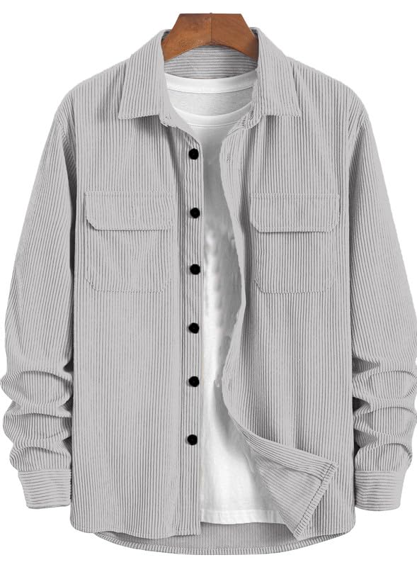 Image of MiraMichi Men's Full Sleeve Corduroy Striped Casual Jacket, Ideal for Stylish Everyday Outfits