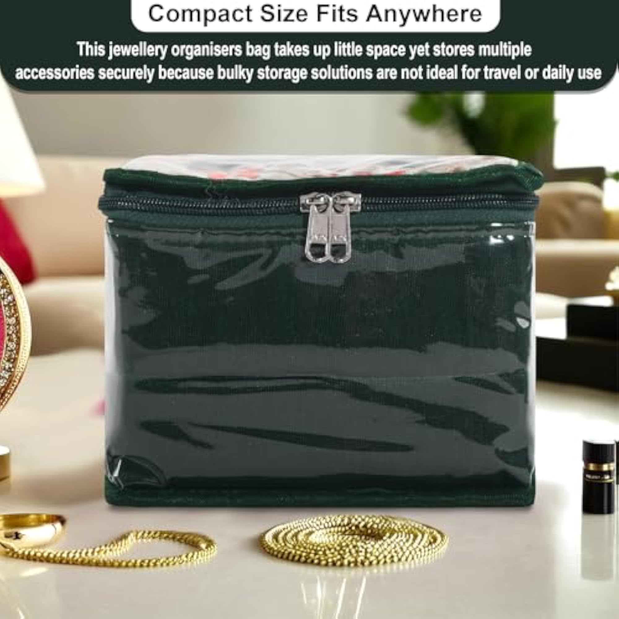 2 Pcs PVC Small Makeup Pouch Bag with 10 Compartments