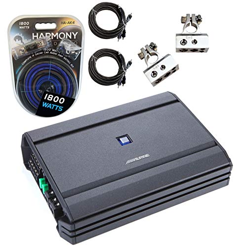 Alpine S-A55V Car Type S 5 Channel 1080W Speaker & Sub Amplifier & 4GA Amp Kit