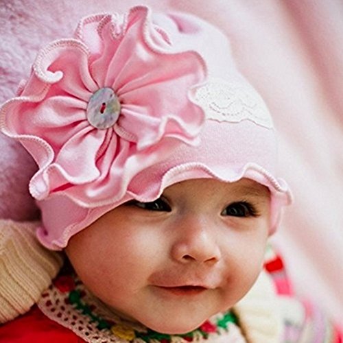 KeeCro Baby Pink Flower Hat Infant Cap Newborn Cotton