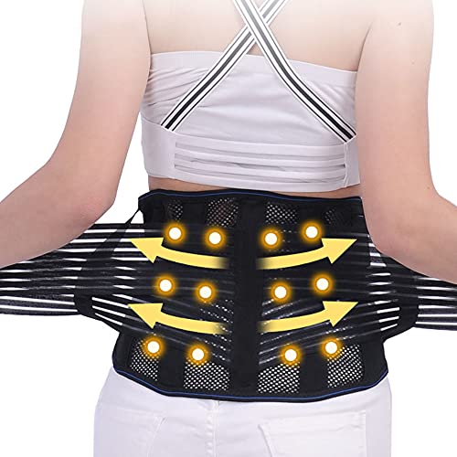Self-heating Tourmaline Magnetic 9pcs Steel Bone Lumbar Support Belt Waist Spine Back Brace Posture Corrector Belt (XXL)