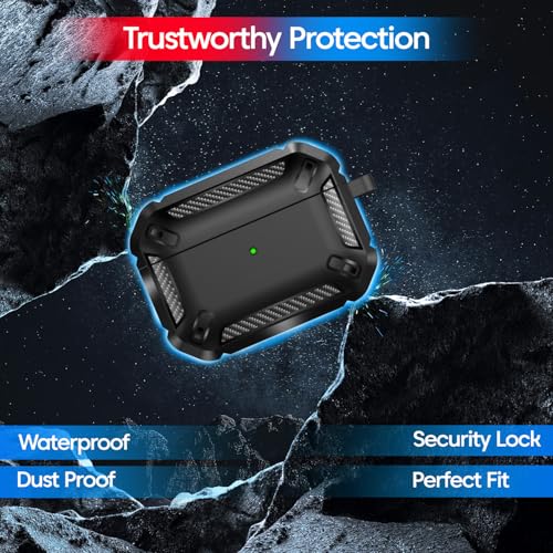 Image of Sounce Rugged Shockproof TPU Cover Compatible with AirPods Pro 2nd Gen USB C Lightning and 1st Gen Case with MagSafe Wireless Charging Drop Protection Matte Finish Protective Shell (Matte Black)