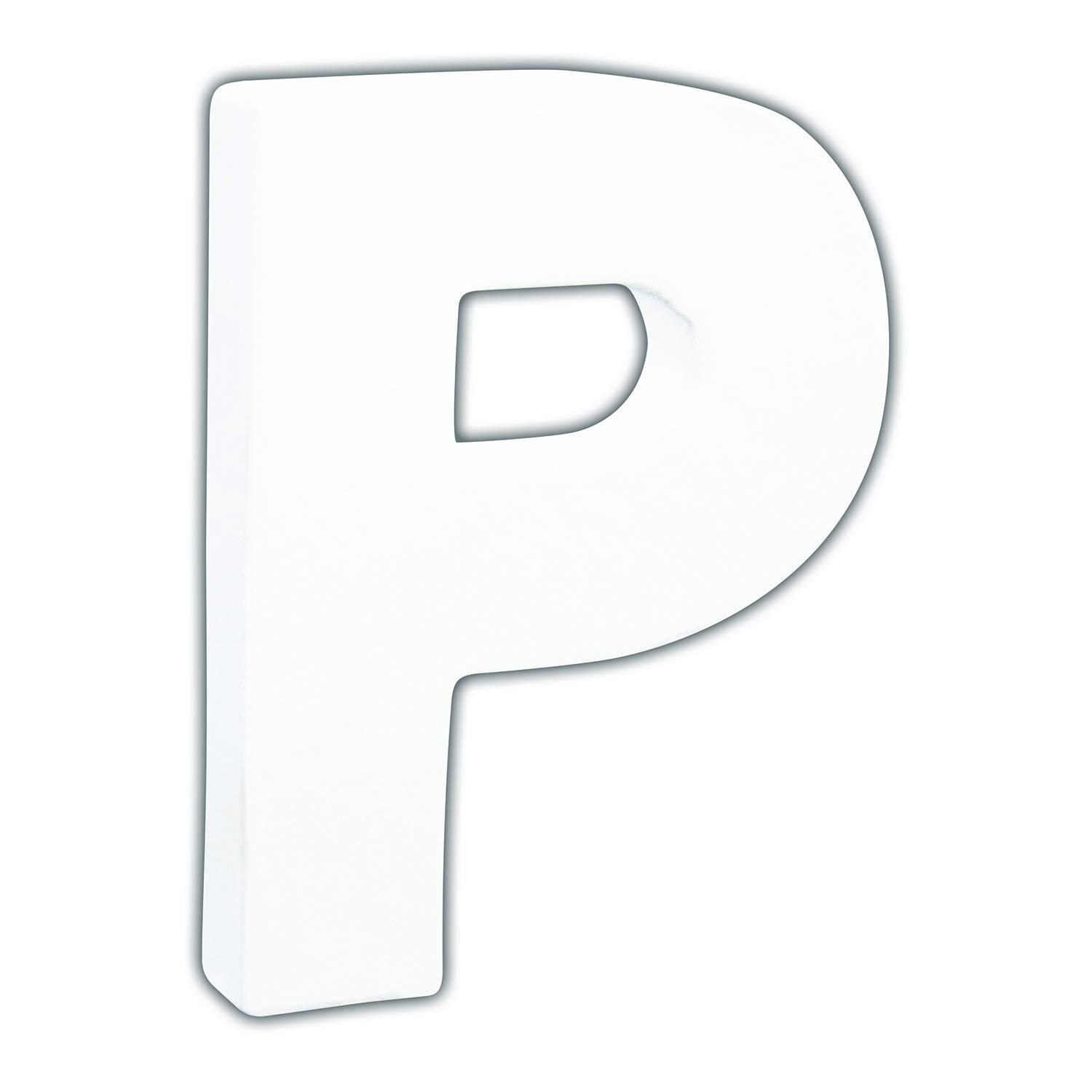 Décopatch AC745Cpack - Un Lot de 5 Supports en Papier Blanc mâché 1,5x10,5x12 cm, Petite lettre P