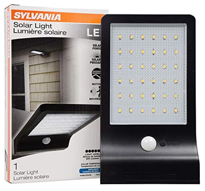 Sylvania Solar Flood Light Luminaire with Daylight Sensor, LED and Battery Included, 5000K, Daylight, Black Finish - 1 Pack (65000)
