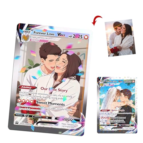 Carta Poke Personalizzata con Foto, Nome e Testo Carta Poke Personalizzata in Stile Anime per Allenatori, Ideale per Coppie e Amanti Degli Animali, Perfetta per Compleanni, San Valentino e Natale.