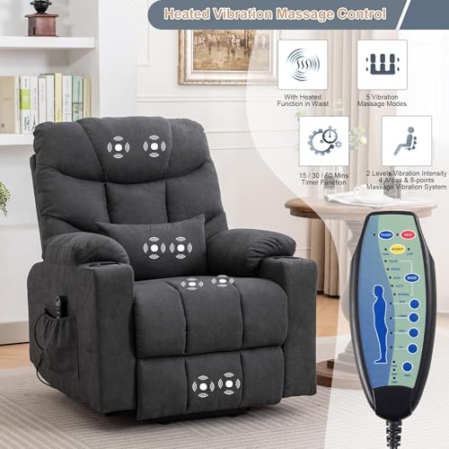 Sillón eléctrico reclinable con elevador tejido lino blanco miniatura 5